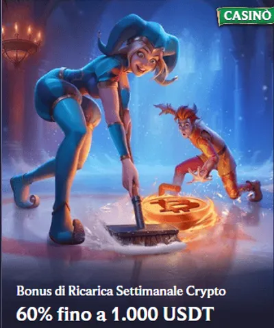 Bonus ricarica settimanale cripto 60 fino a 1000 usdt